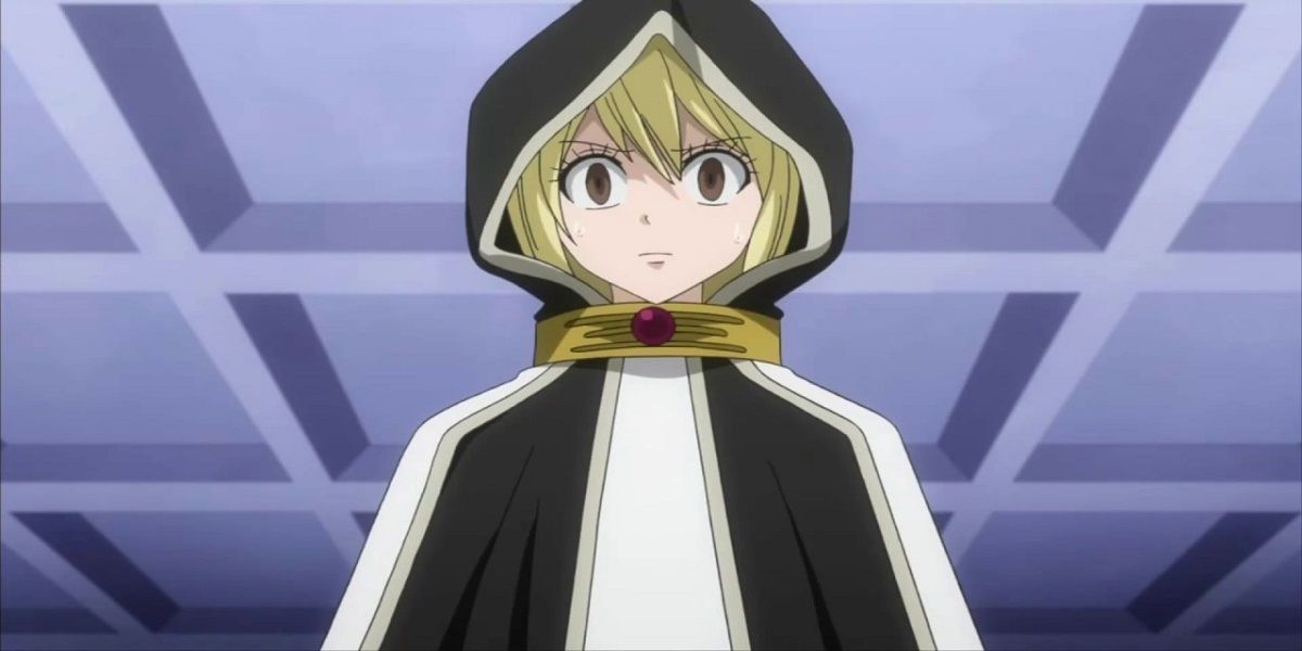 Future Lucy wearing a cloak in the Fairy Tail anime