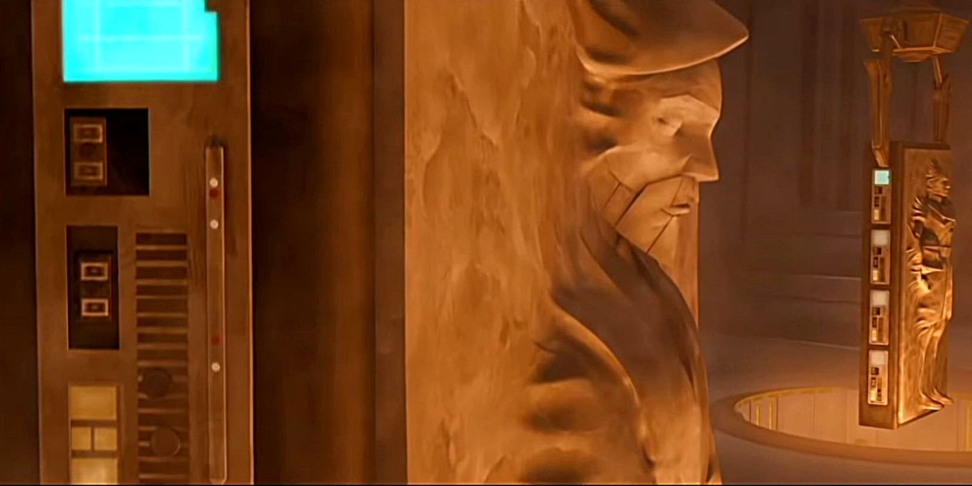 Obe-Wan Kenobi frozen in Carbonite in Star Wars Clone Wars