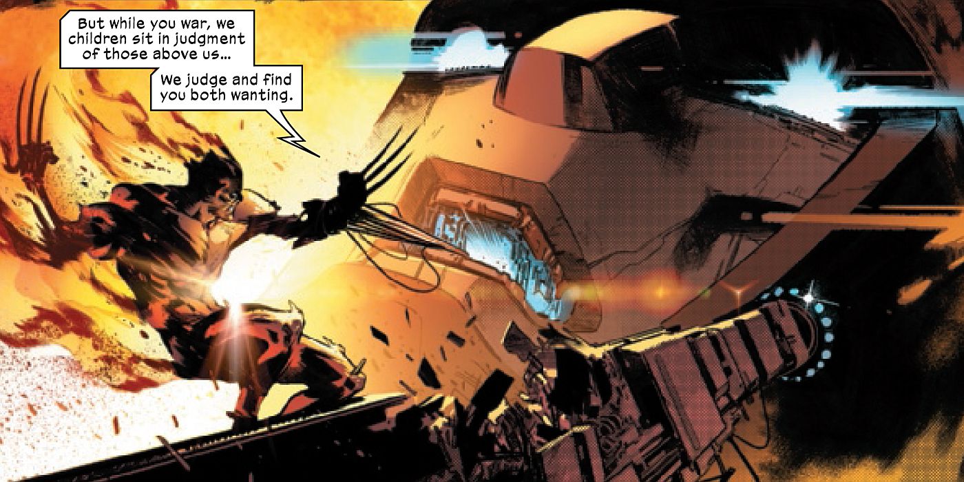Wolverine destroys the Mother Mold battle station in Marvel Comics