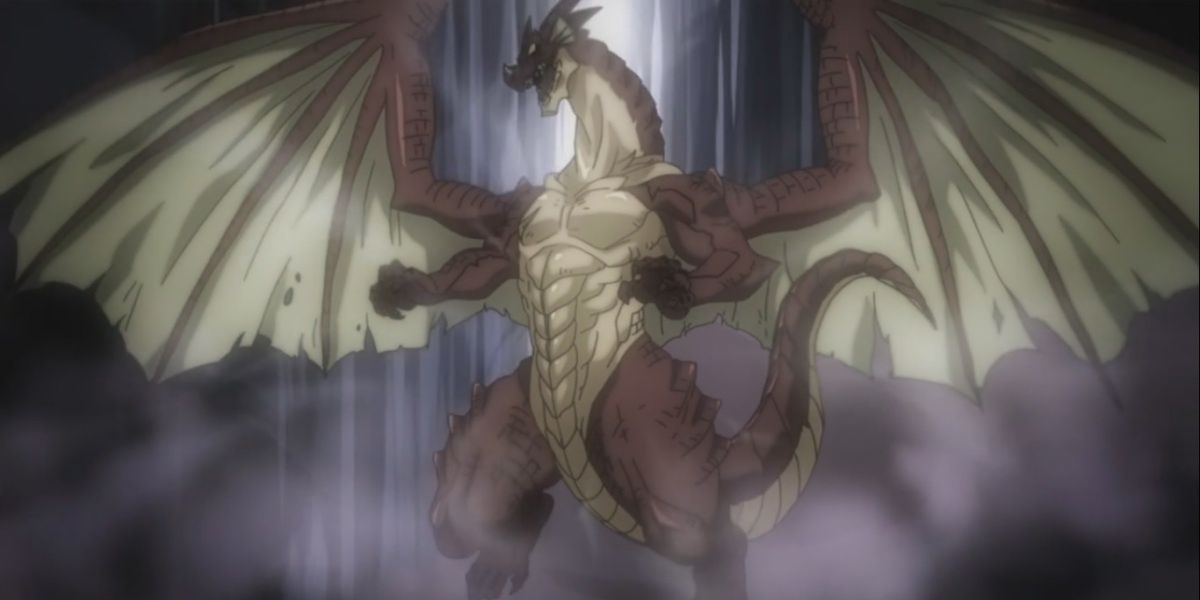 Igneel flying up as a dragon in Fairy Tail