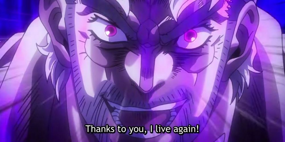 Joseph acts like DIO after being revived in Jojo's Bizarre Adventure.