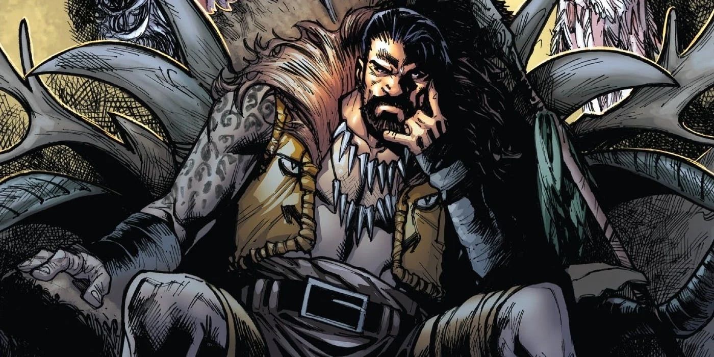 Kraven the Hunter sitting on his jungle throne