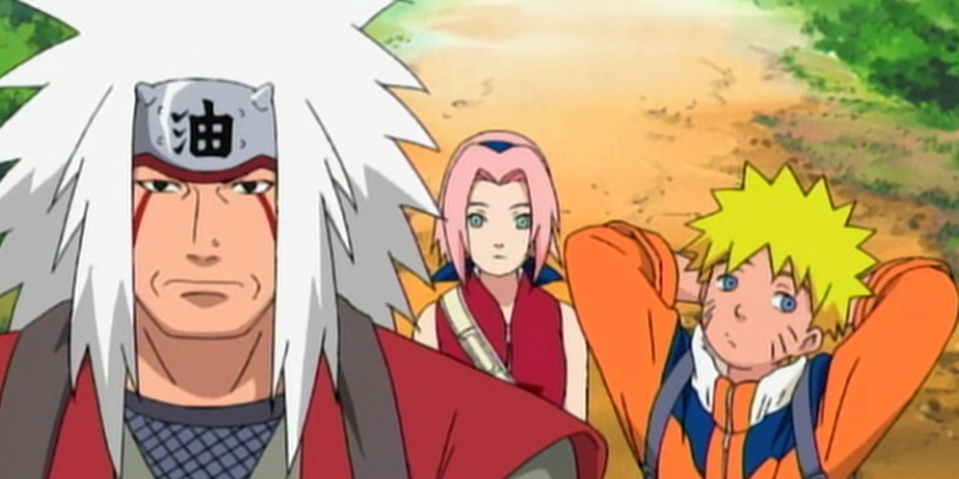 Jiraiya, Sakura, and Naruto in Naruto episode 136