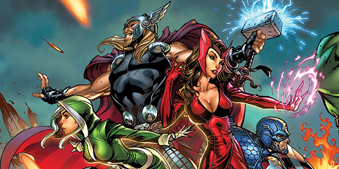 Marvel Comics' Rogue, Thor, Scarlet Witch, and Captain America of the Avengers Unity Squad