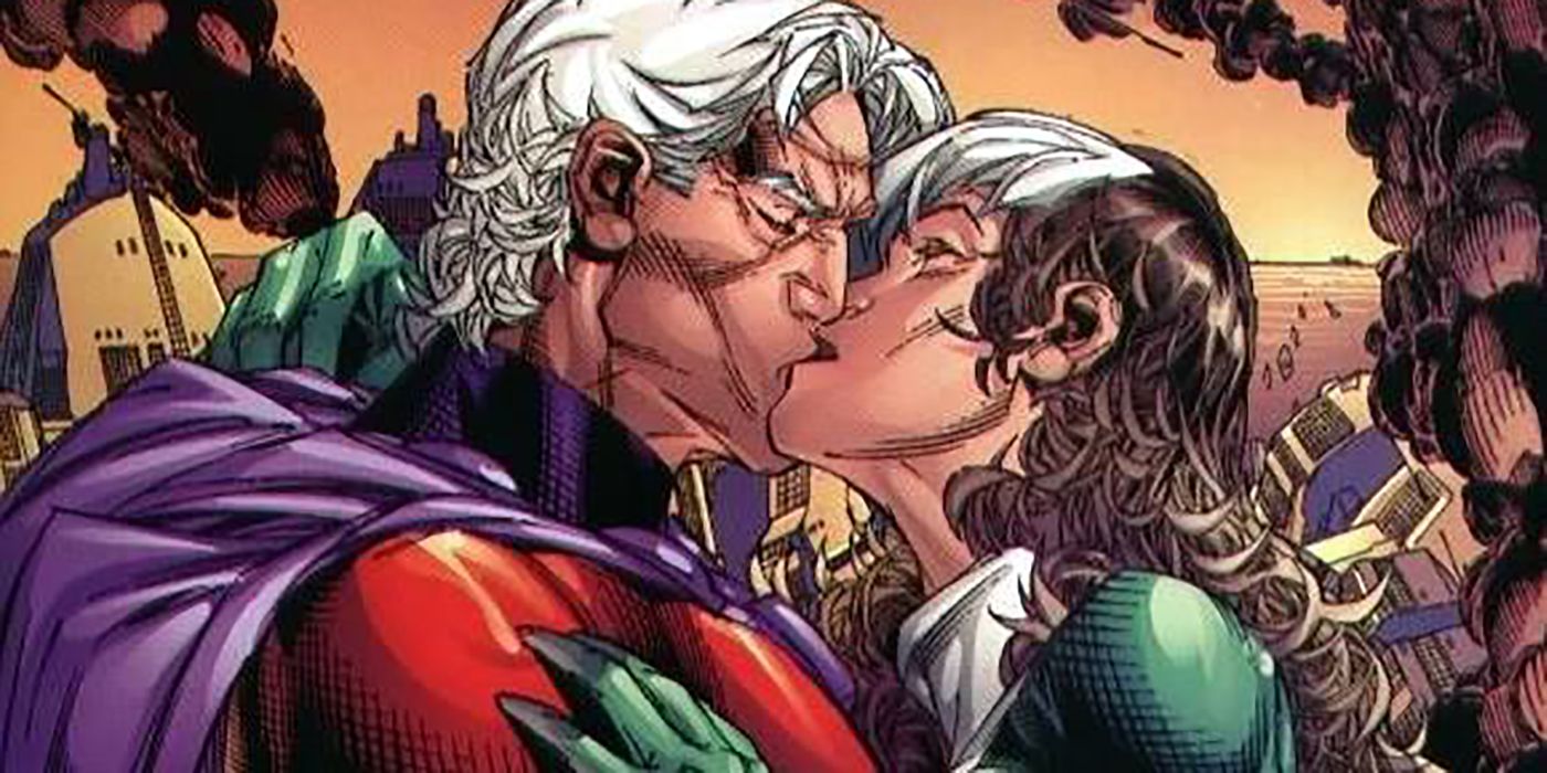 Magneto and Rogue kissing