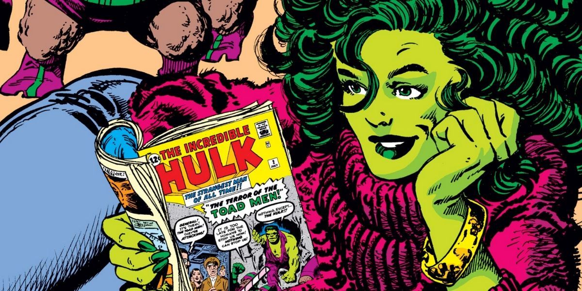 She-Hulk reading an Incredible Hulk comic 