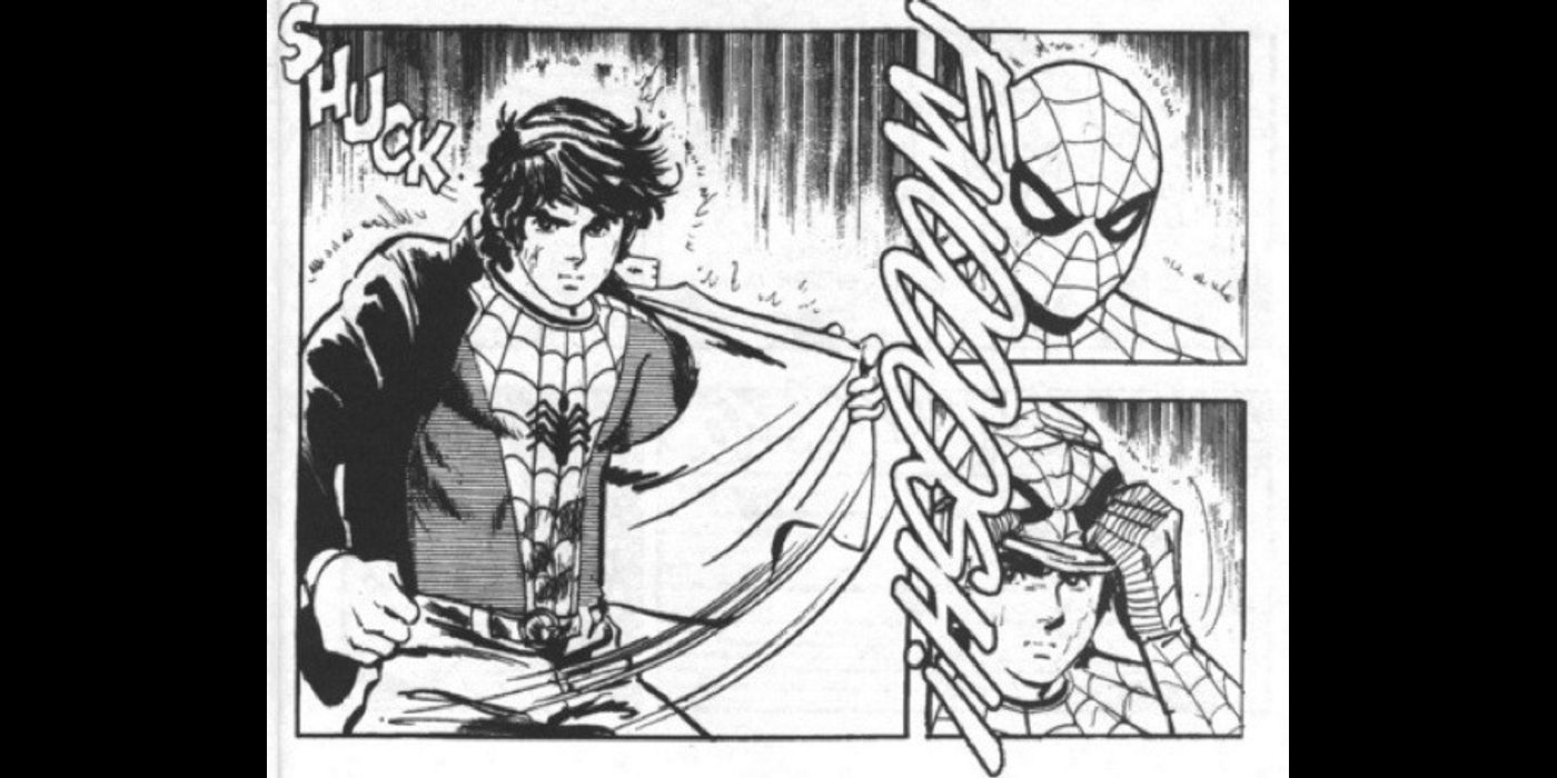Yu Komori putting on his Spider-Man mask from Spider-Man: The Manga.