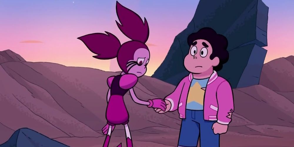 Steven Universe and Spinel shaking hands