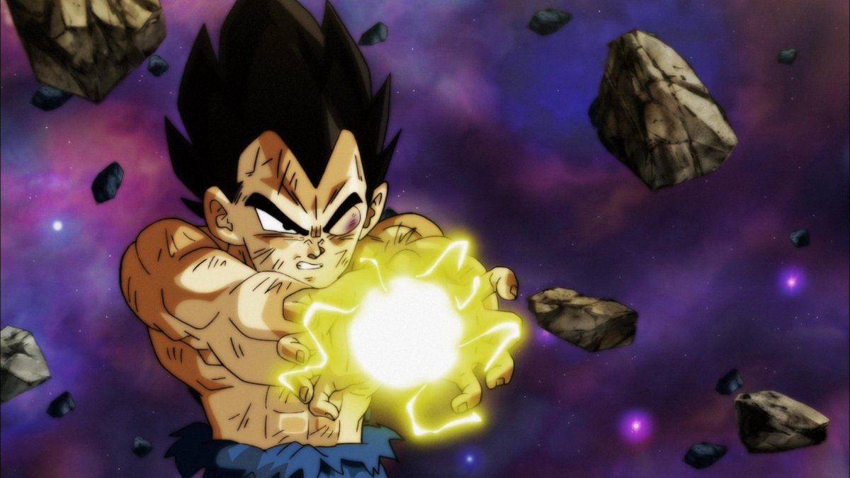 God Vegeta charging his final flash!! Last episode 