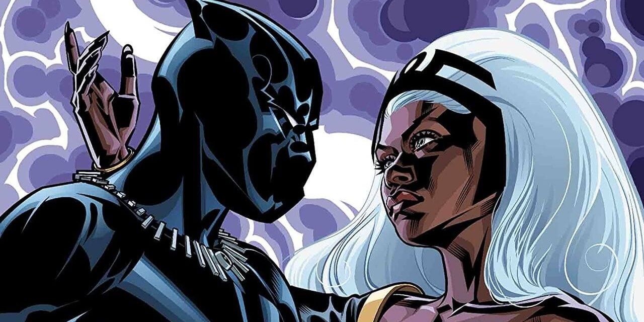 Black Panther and Storm surrounded by lightning