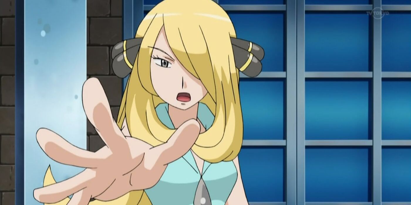 Cynthia in the Pokemon anime