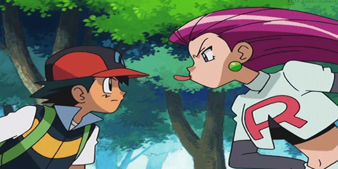 Jessie arguing with Ash in the Pokémon anime.