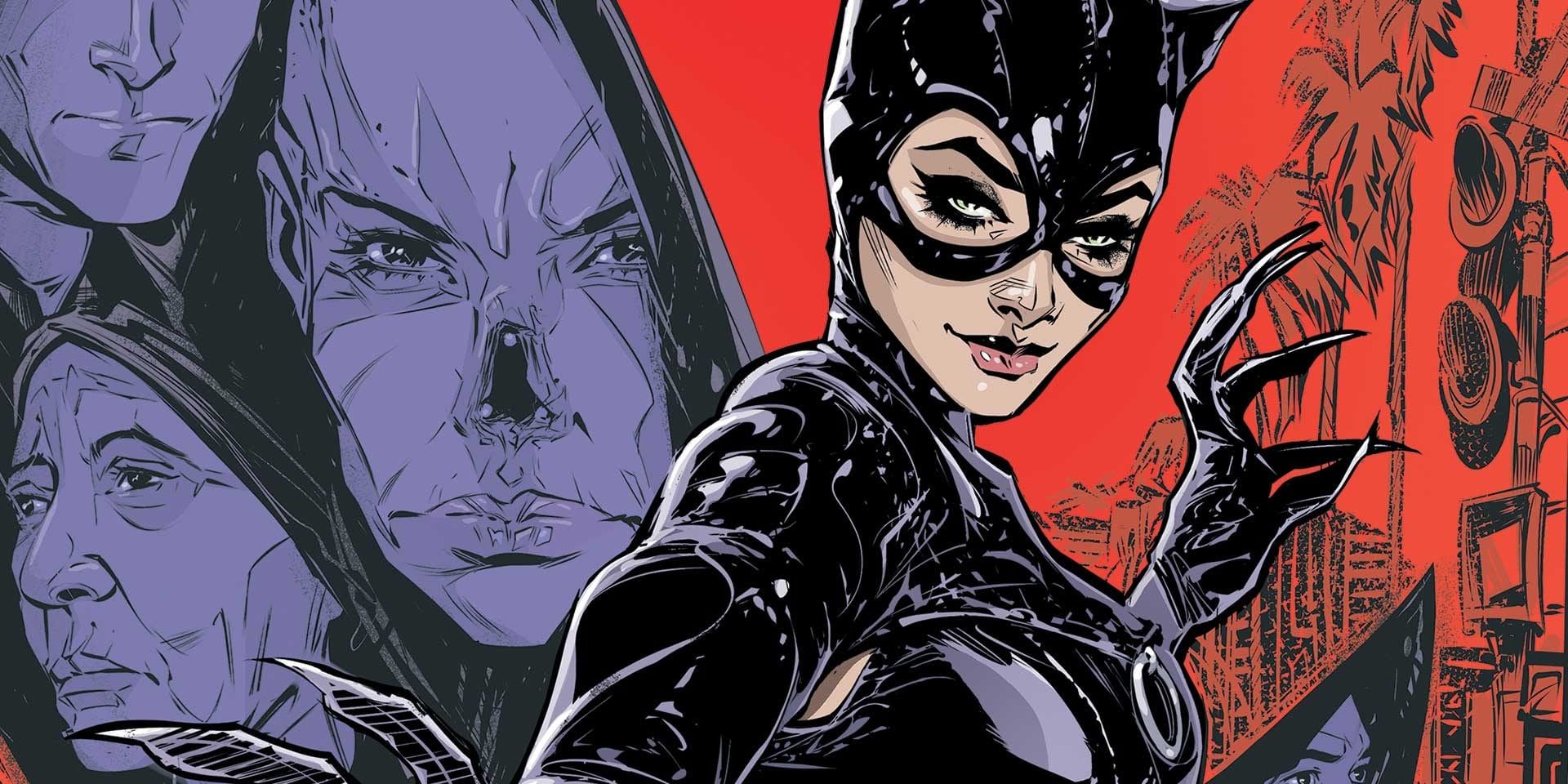 Catwoman poses with Silver Sable in the background