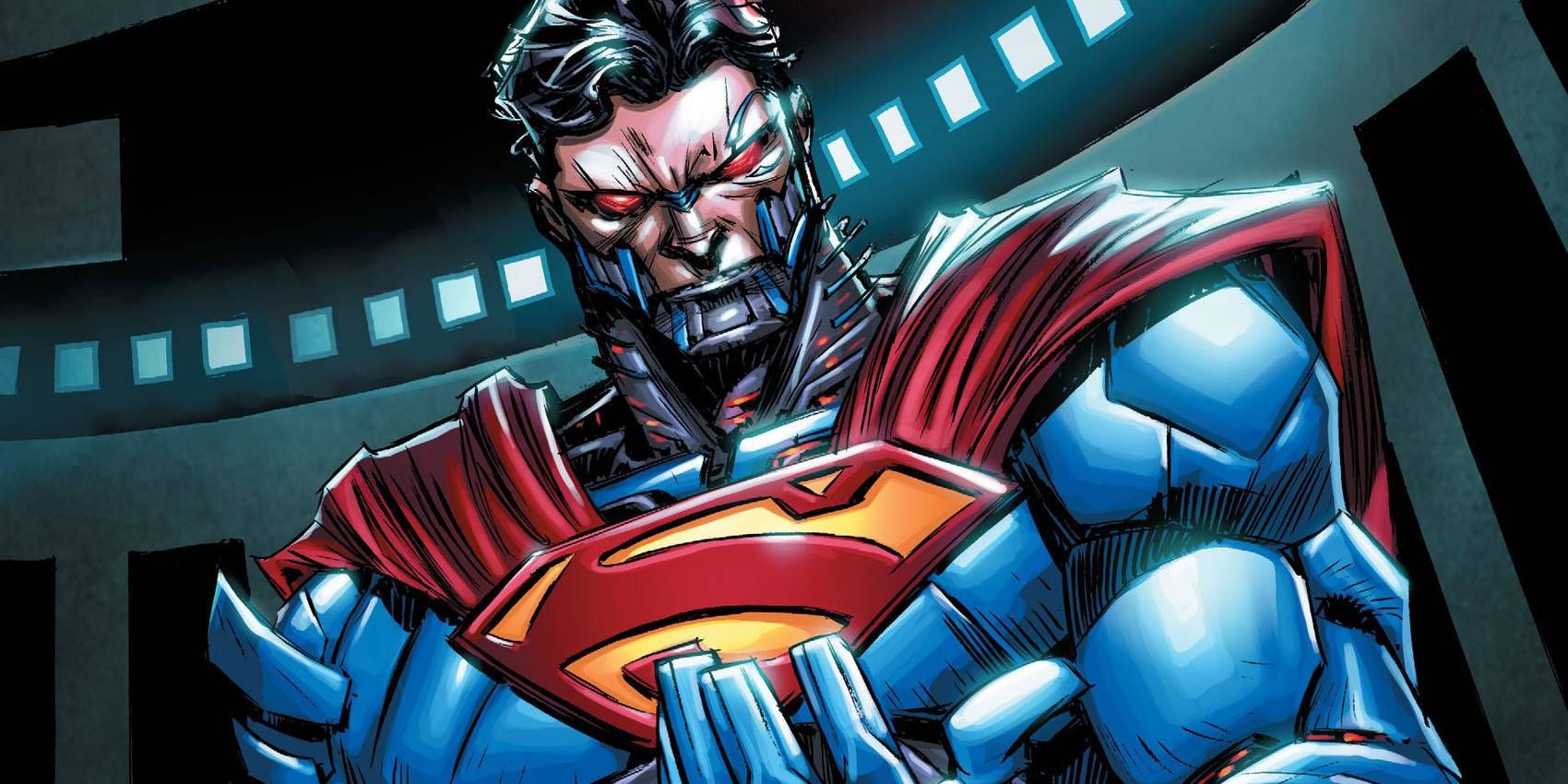 Cyborg Superman looking down at his hands in DC Comics
