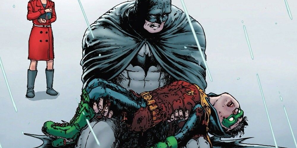 Batman cradles a dead Damian
