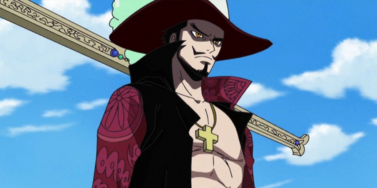 Dracule Mihawk, the World's Strongest Swordsman, in the One Piece anime