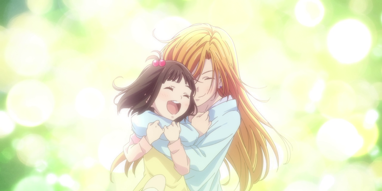 kyoko honda hugging young tohru honda in fruits basket
