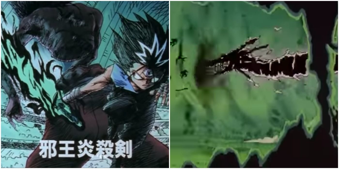 Hiei Uses his Dragon of the Darkness Flame