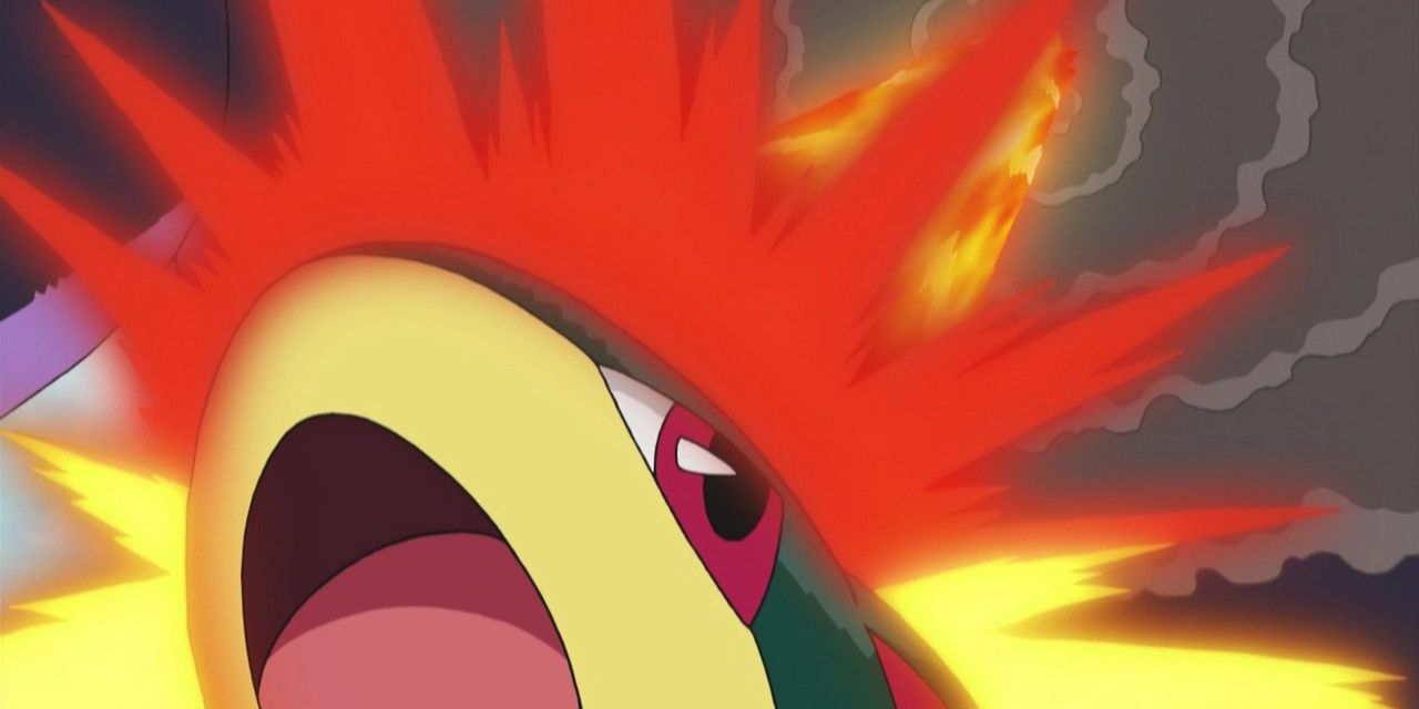 A typhlosion from pokemon using eruption