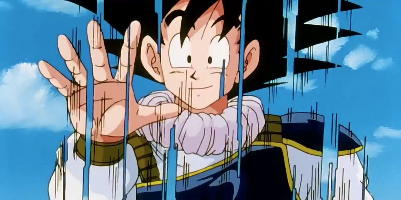 Goku using Instant Transmission in Dragon Ball.