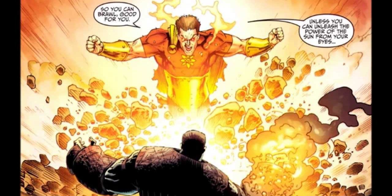 King Hyperion, the evil Superman of Marvel Comics, using his atomic vision