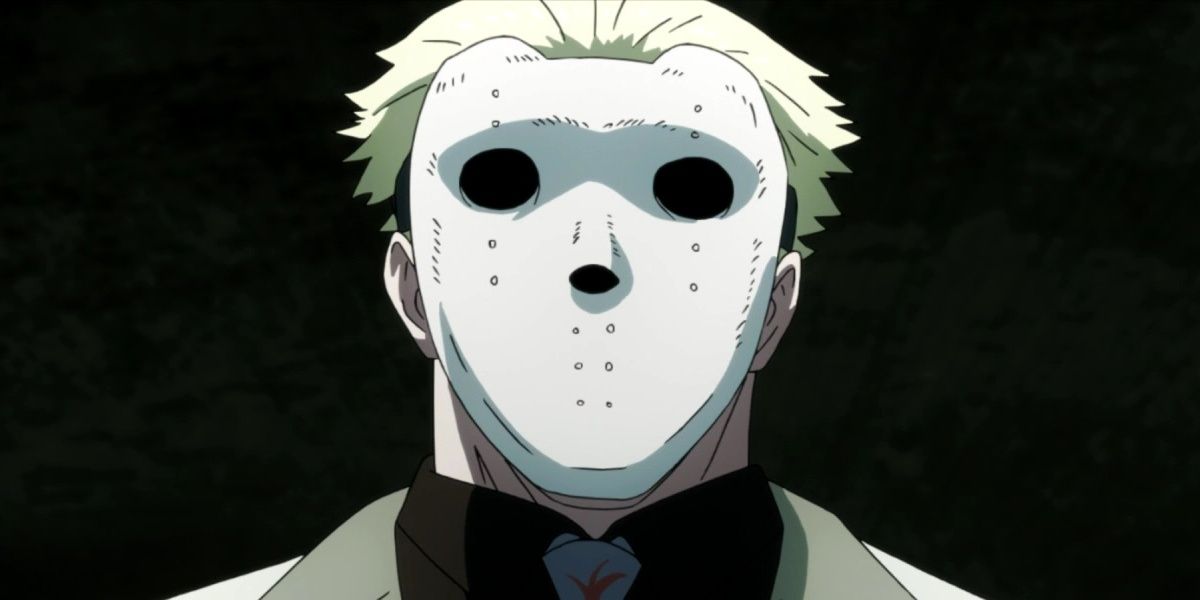 Jason wearing the white mask