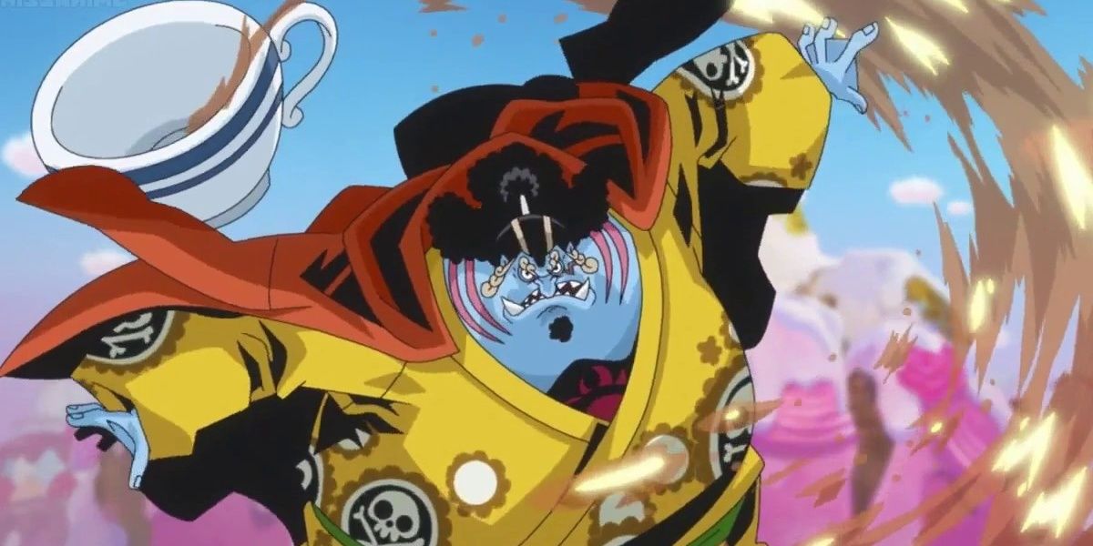 Jinbe demonstrating his strength as a former Warlord of the Sea in One Piece post-timeskip.