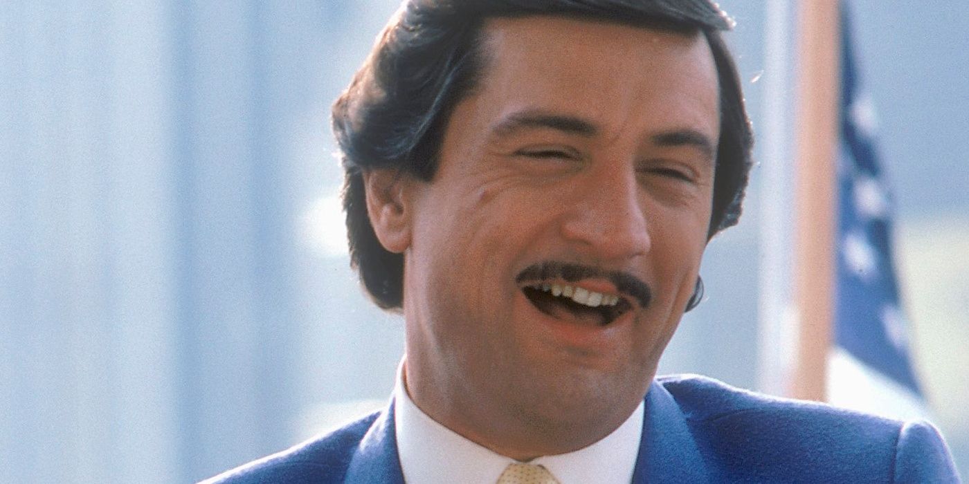 Robert De Niro laughs uncontrollably in Martin Scorsese's The King of Comedy