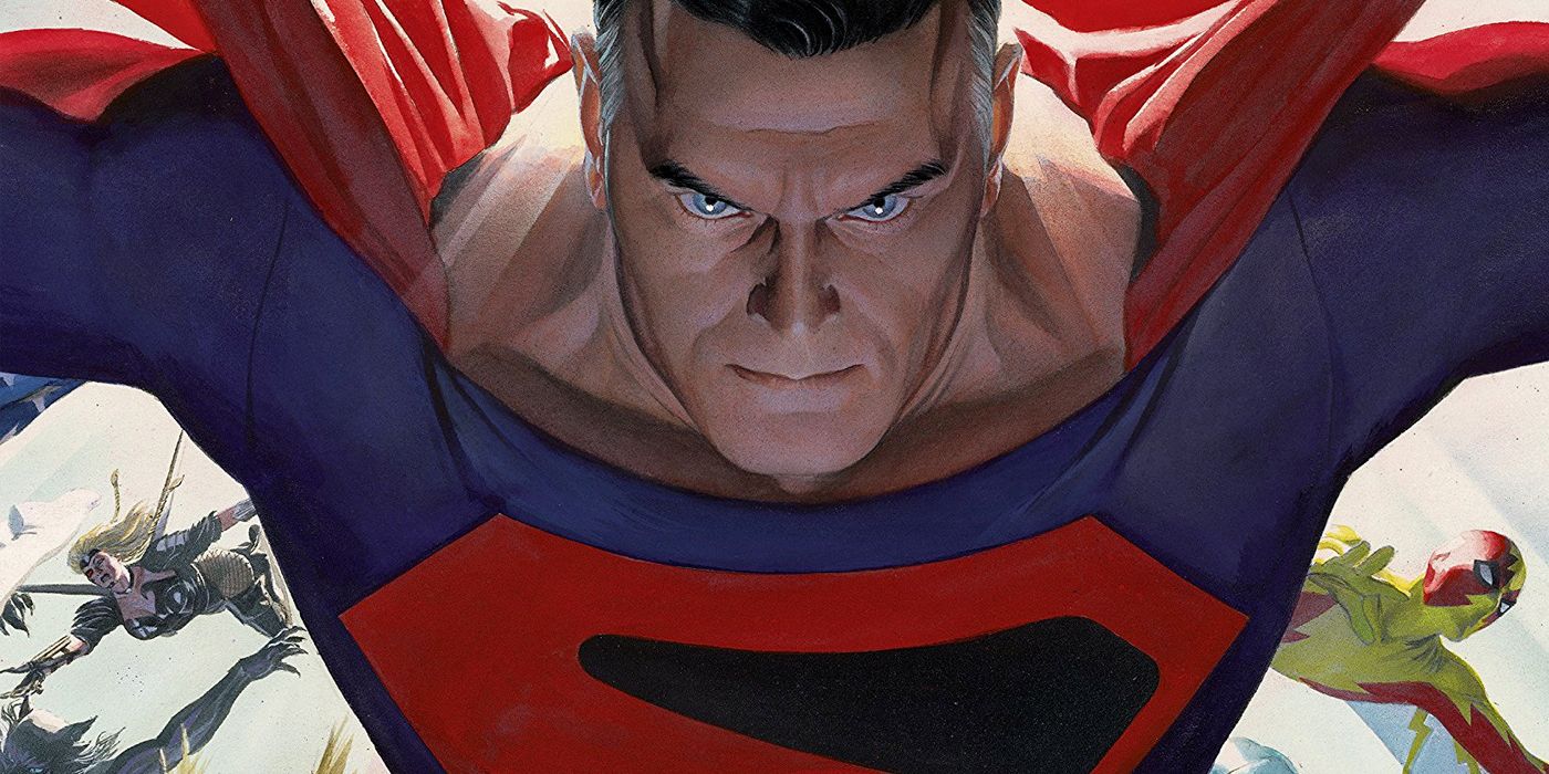 Superman from Kingdom Come flying towards the reader