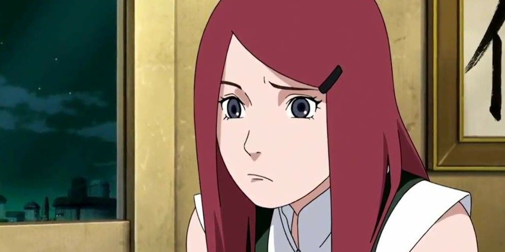 Kushina Uzumaki, Naruto's mom, frowning in Naruto.