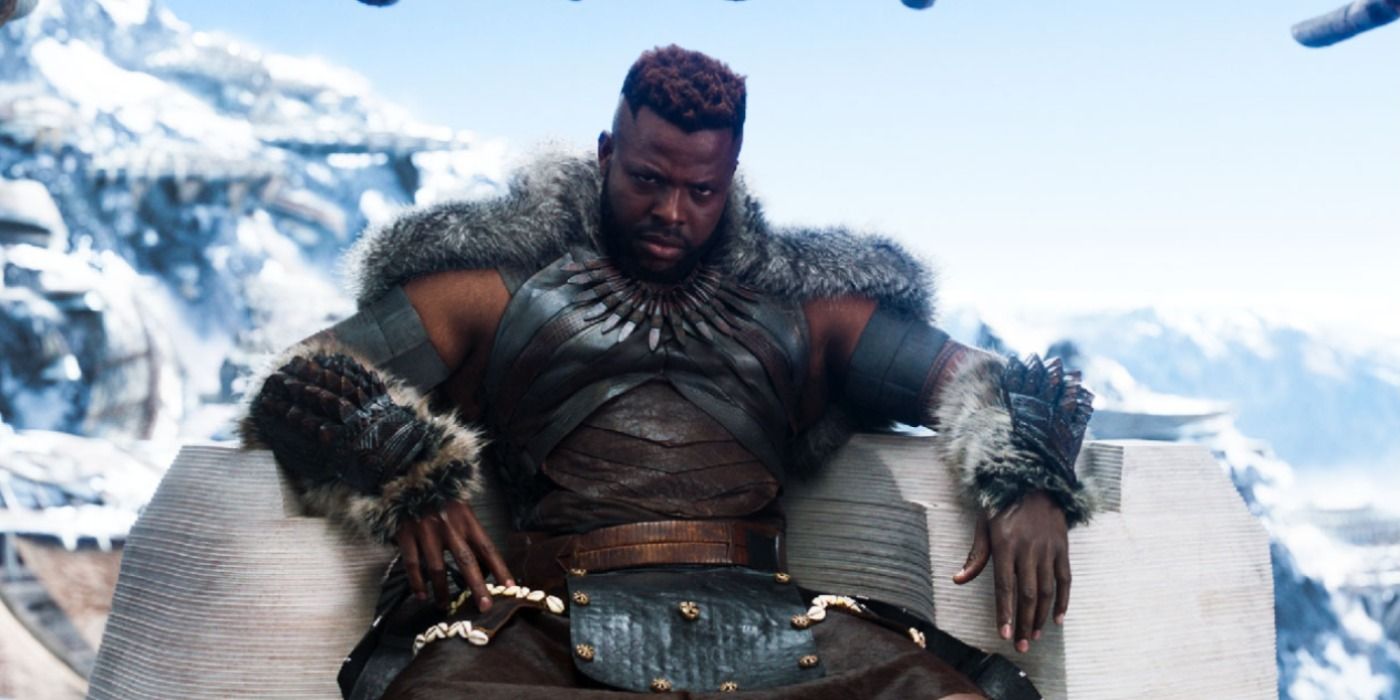 M'Baku sits on his own throne in Black Panther
