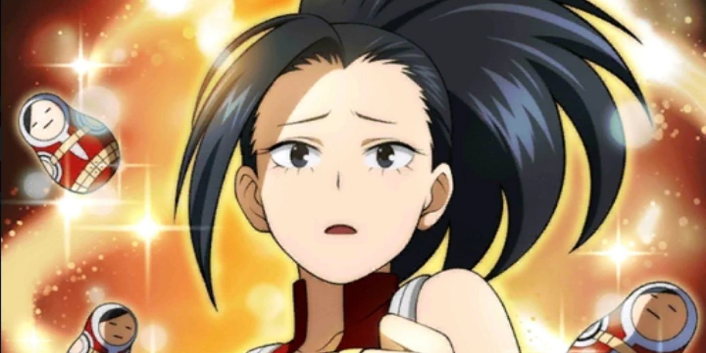 momo yaoyorozu surrounded by dolls in mha