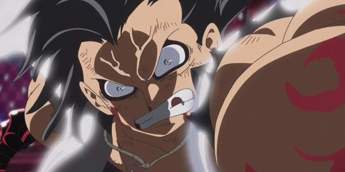 Monkey D Luffy using the Gear 4: Snakeman form in One Piece