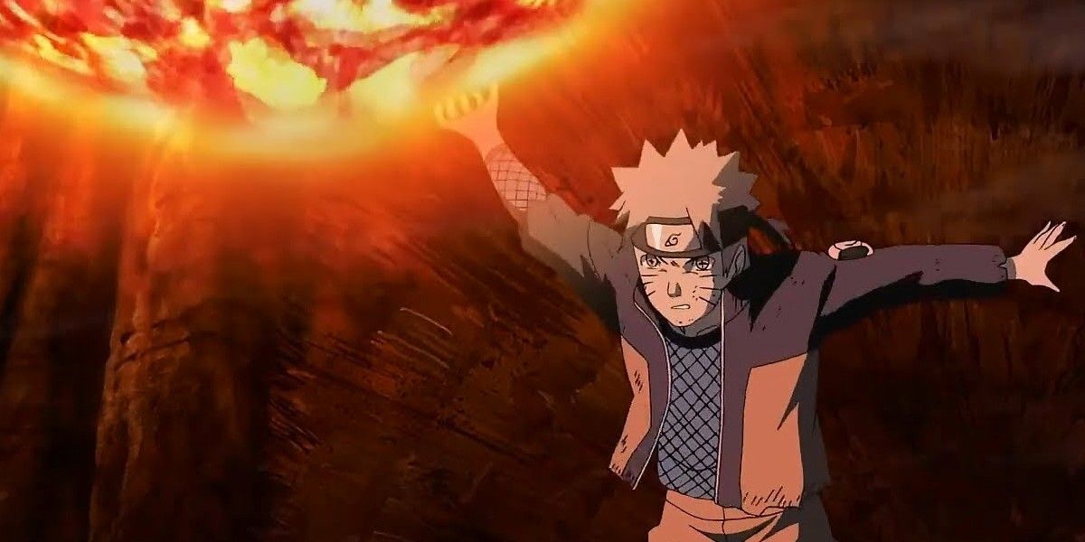 Naruto using a Lava Style Rasenshuriken