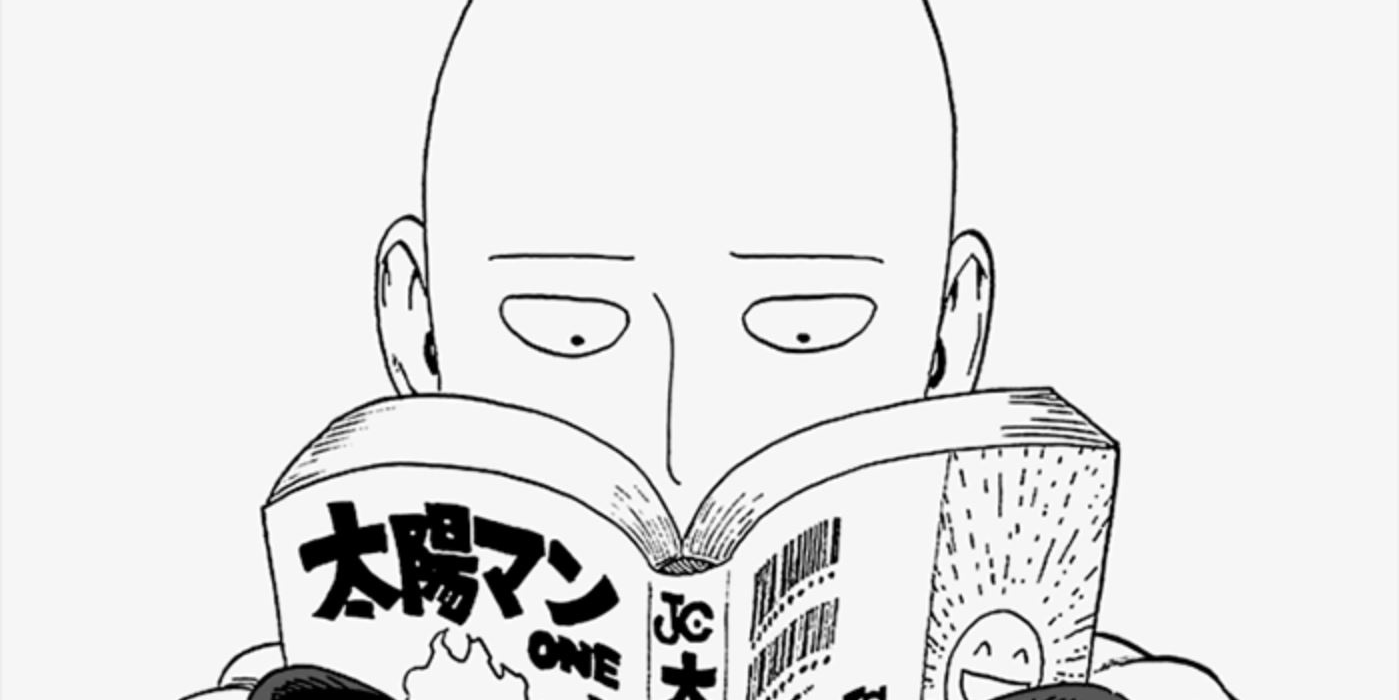 Saitama from One Punch Man reading manga