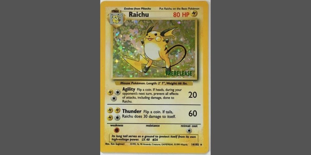 The rare pre-release Raichu card.