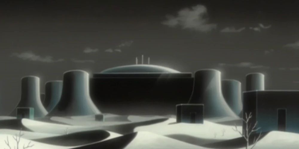 hueco mundo from the SS vs Arrancar Arc in Bleach is a large, colorless dome with cone-shaped chimneys around it.
