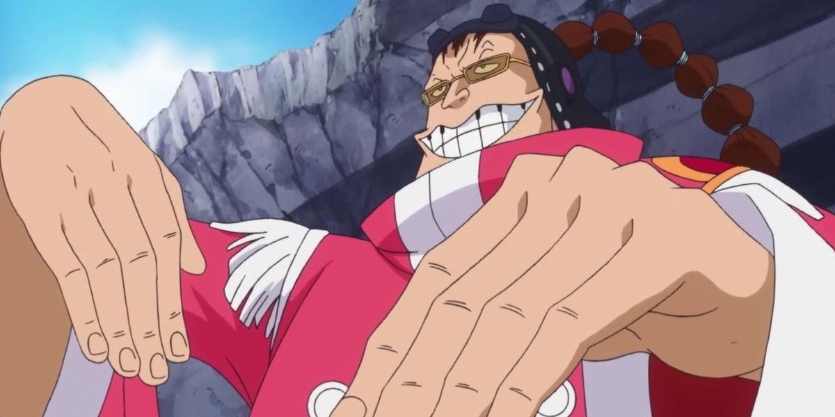 Scratchmen Apoo grinning in his fighting stance in One Piece.