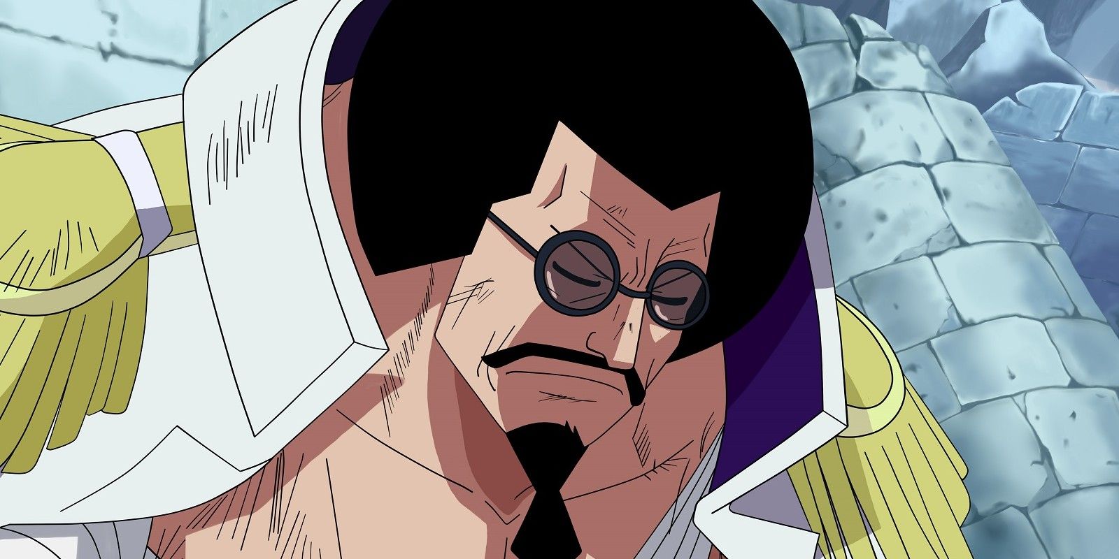 Sengoku ending the Summit War at Marineford in One Piece.