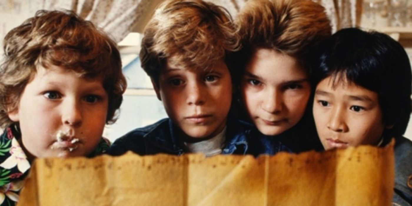The Goonies check out One-Eyed Willy's map