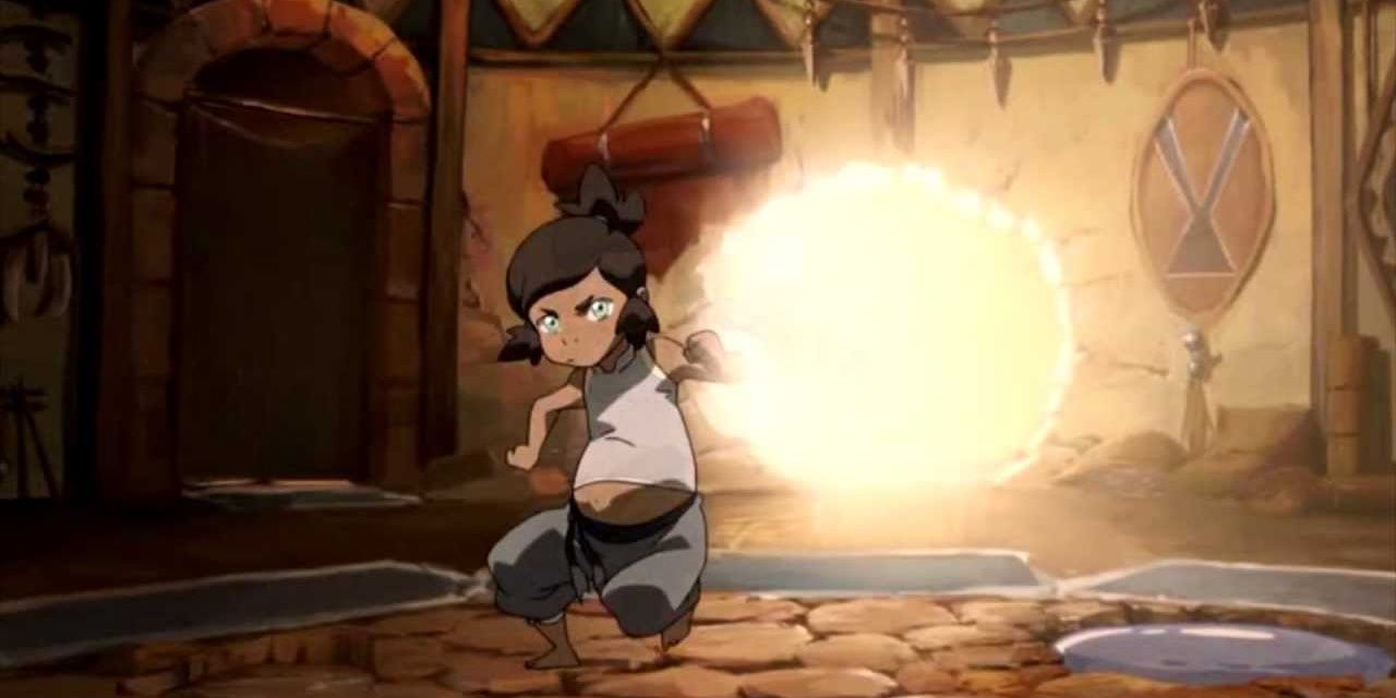 Baby Korra bending the elements in Avatar: The Legend of Korra