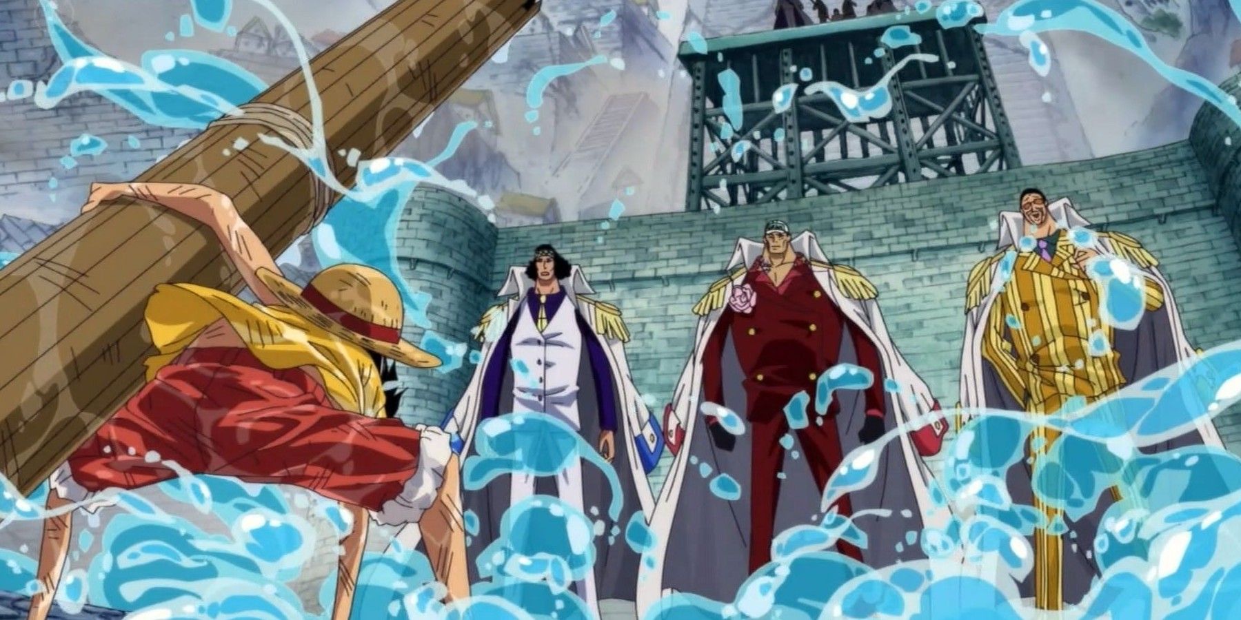 luffy attacking the three admirals One Piece