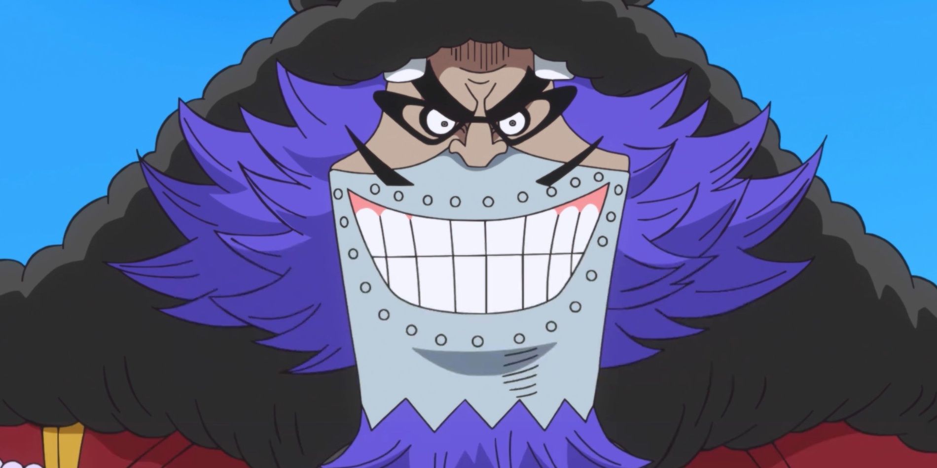 wapol is grinning in the one piece anime