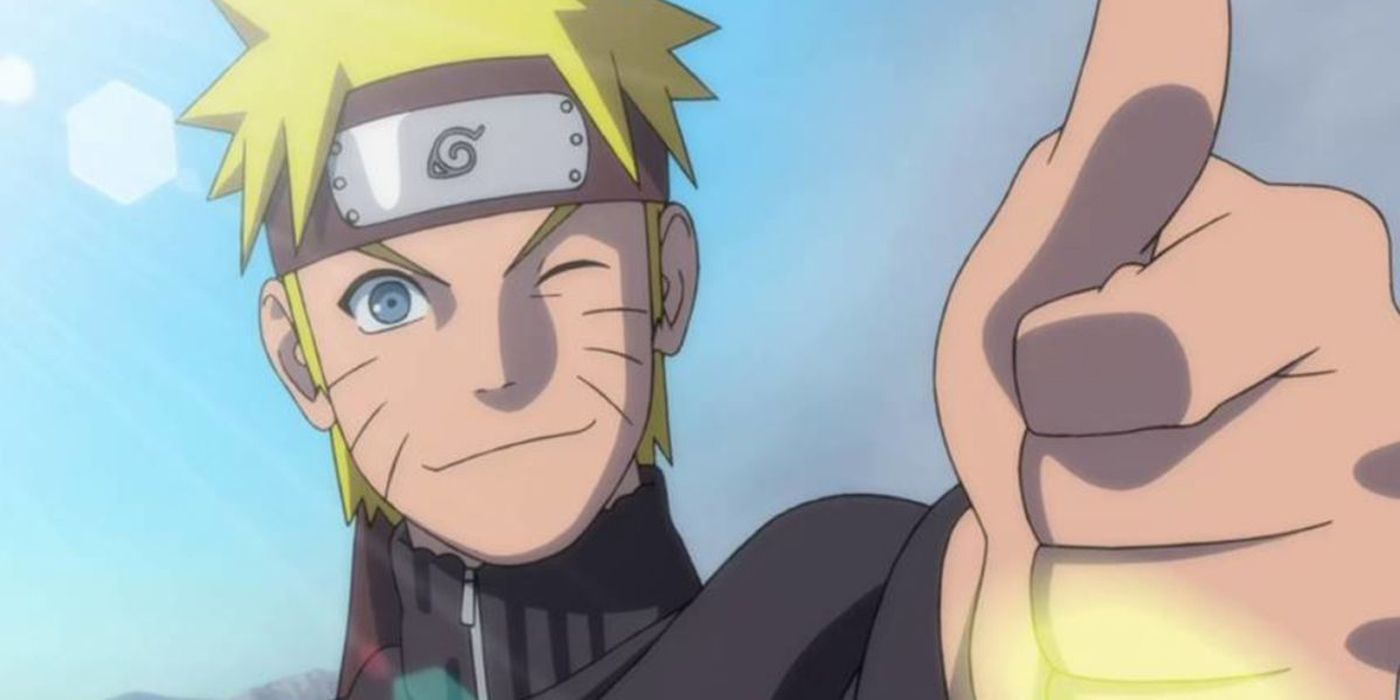 Naruto smiling and giving a thumbs-up in the Naruto: Shippuden anime series.