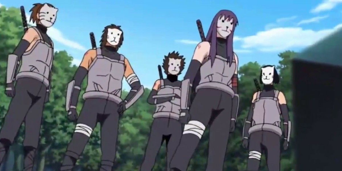 The Anbu members with masks on