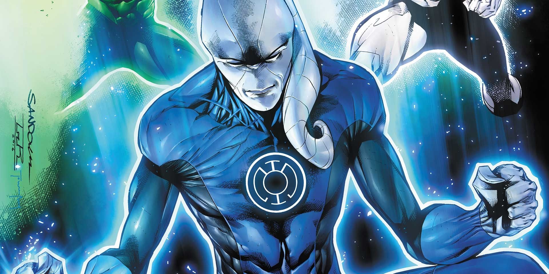 A Blue Lantern using his power ring