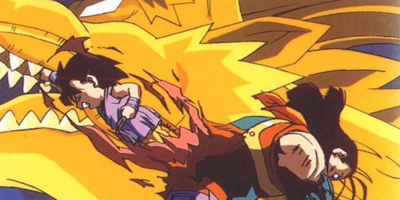 Kid Goku uses Dragon Fist on Super Android 17 in Dragon Ball GT