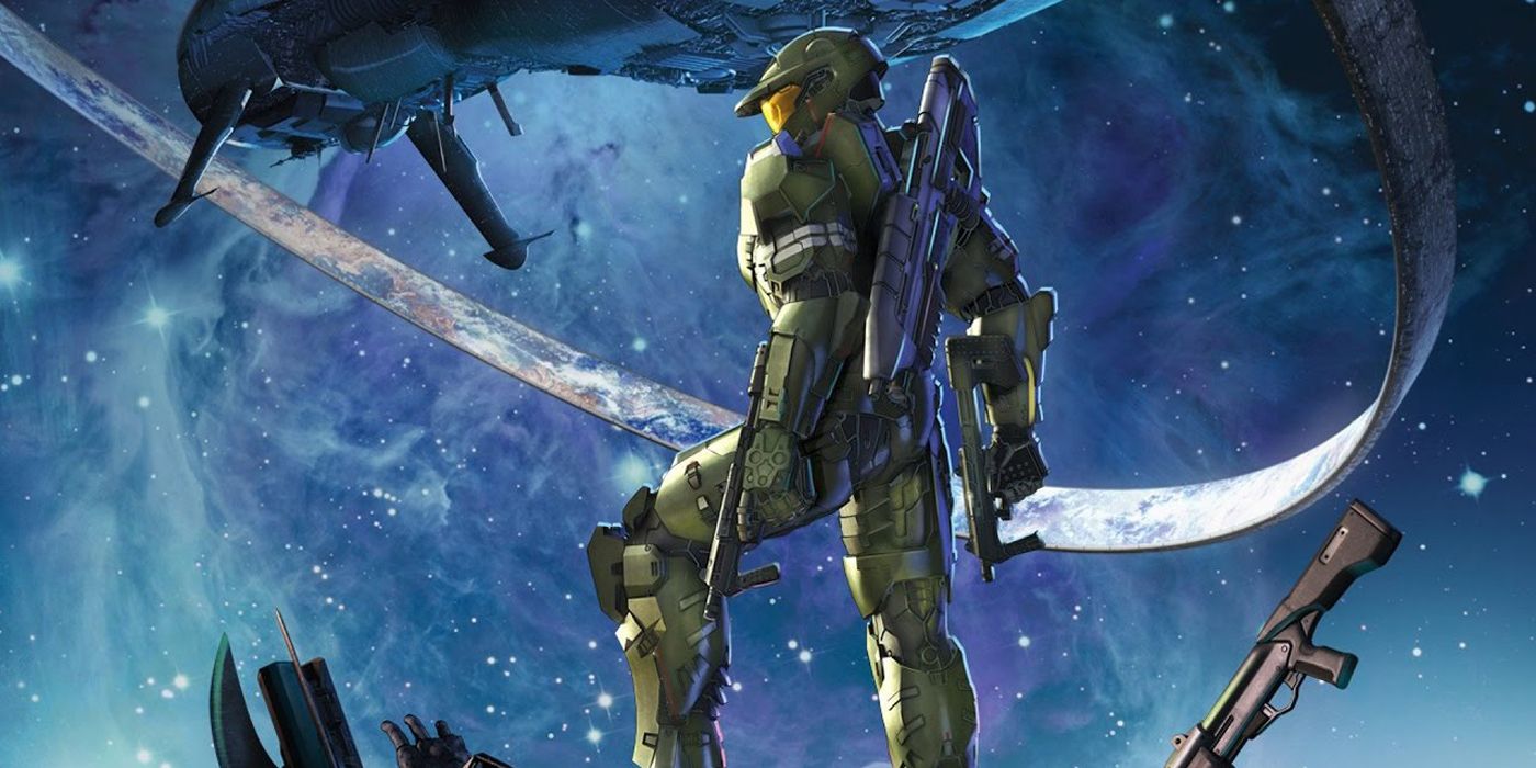 Master Chief olha para o Halo em Halo Legends