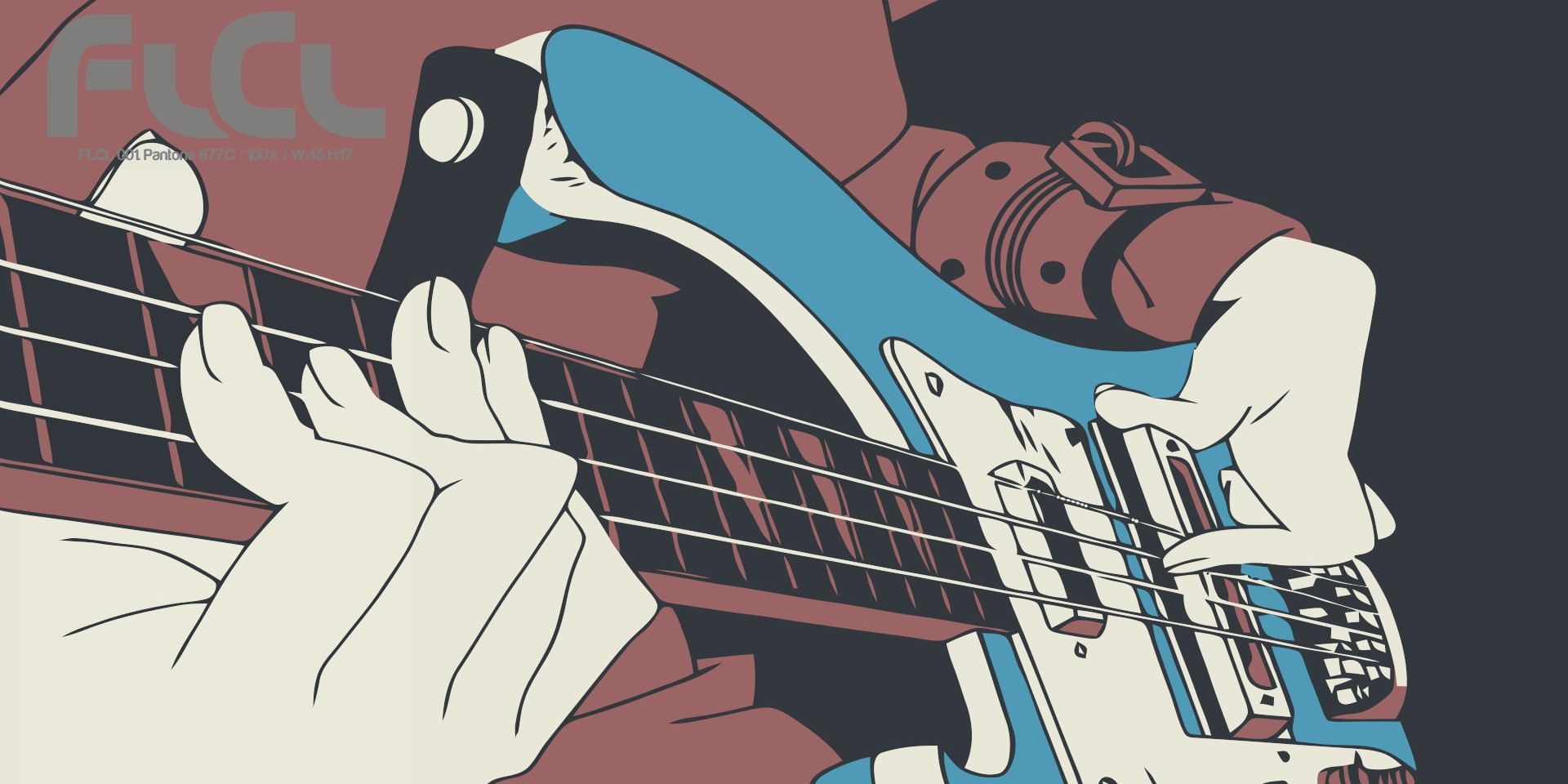 haruko haruhara from flcl playing her left-handed rickenbaker bass guitar