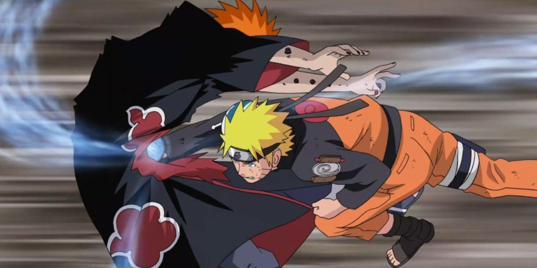 Naruto defeating one of the six paths of Pain using his Rasengan